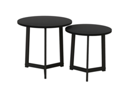 2er-set Couchtisch, Runder Beistelltisch, Stahlgestell, Modern, Wohnzimmer, Bis 35 Kg, Schwarz-mh