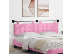 Vidaxl Cabeceira Suspensa Com Luz Led Rosa Tecido