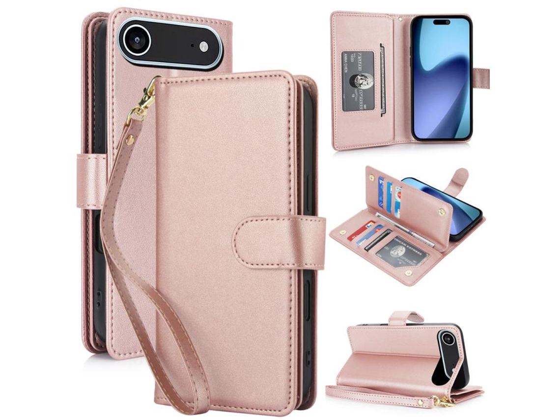 Capa Carteira De Couro Para Iphone Air - Com Rfid - Para Vários Cartões