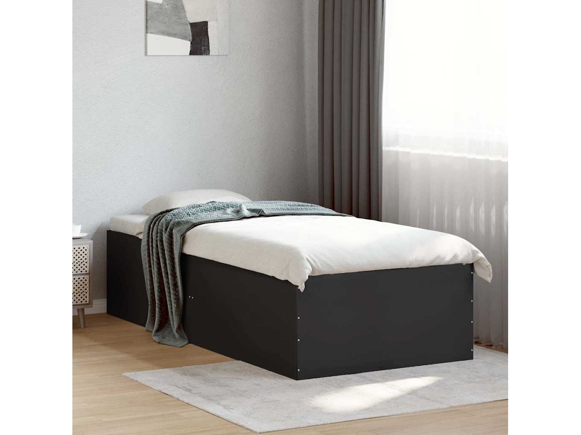 Vidaxl Estrutura de Cama 75x190 Cm Derivados de Madeira Preto