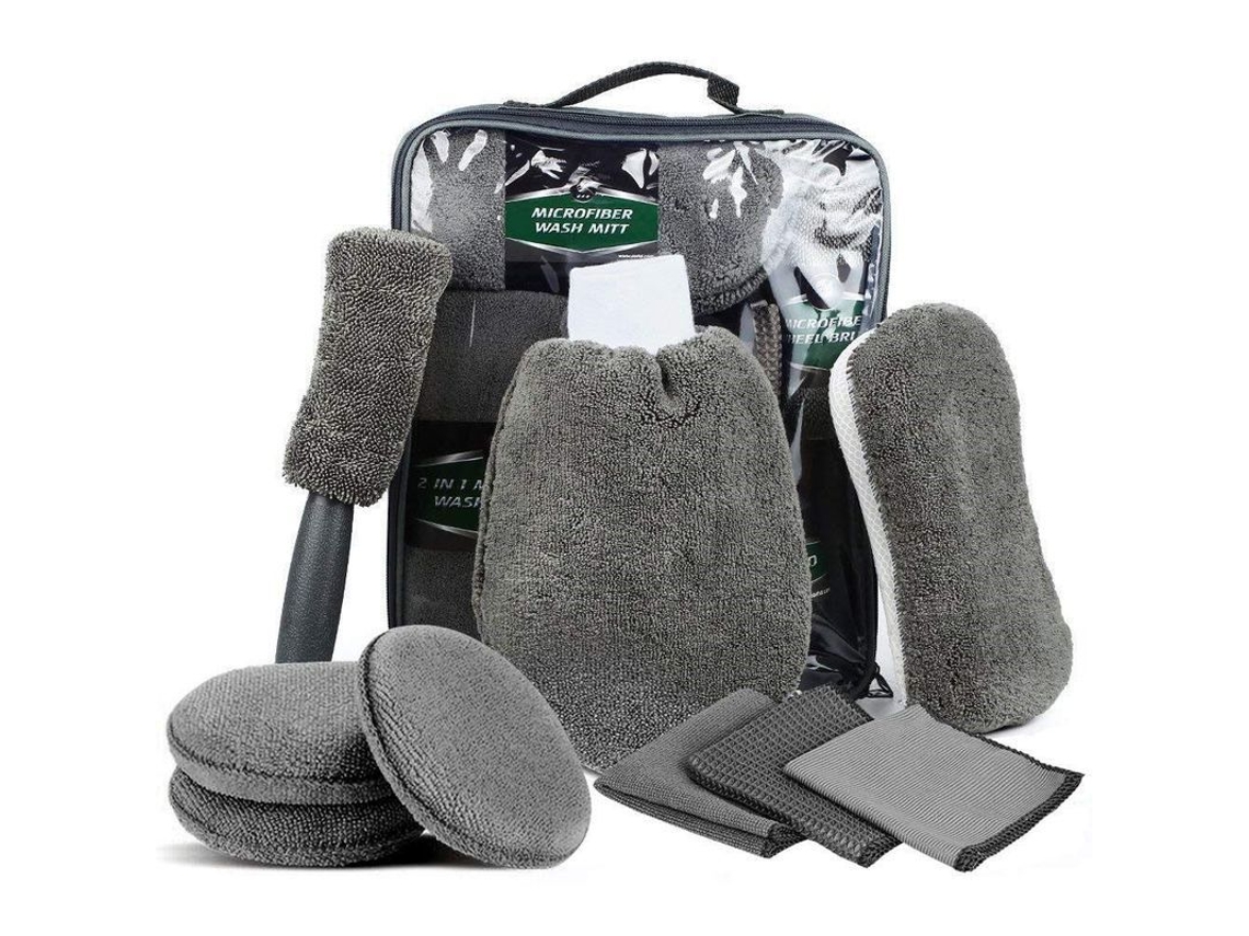 Kit de limpeza profissional para carros com fibra microfibrilar, escova, luvas e toalhas S/MARCA
