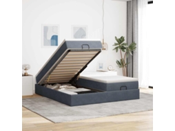 Moldura de Cama Otomana Vidaxl com Colchão Cinza Escuro Veludo