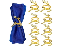 8 Anéis Para Guardanapos De Natal Com Renas, Decoração De Mesa Para Festas, Casamentos E Uso Diário (ouro)