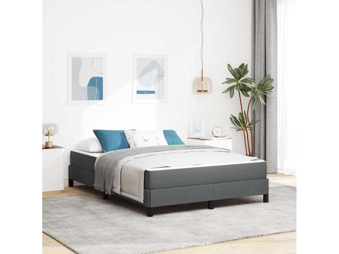 Vidaxl Cama Box Cinza Escuro 140 X 200 Cm Tecido