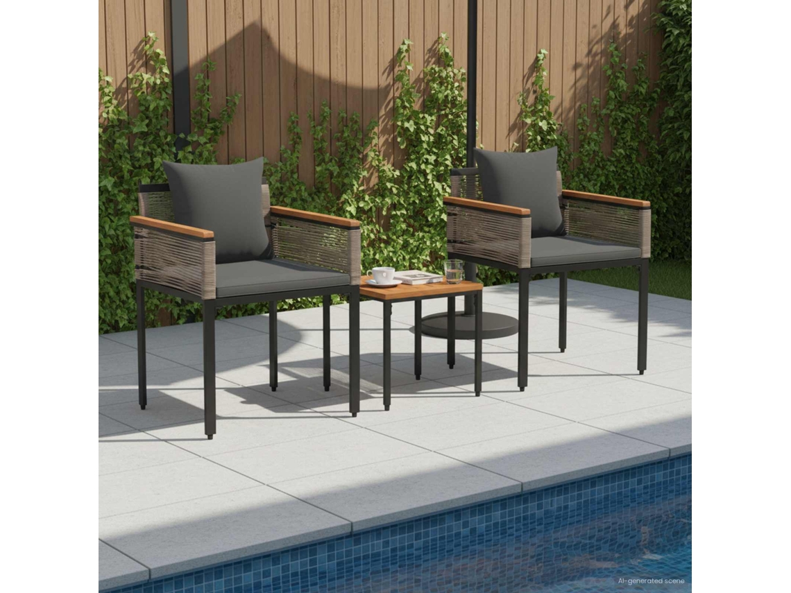 Vidaxl Conjunto De Móveis Para Exterior Cinza E Cinza Escuro Vime Pe