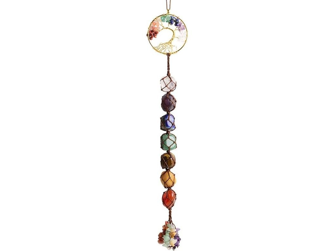 Pingente De Pedras De Chakra Árvore Da Vida Cristais Curativos Feng Shui Para Casa
