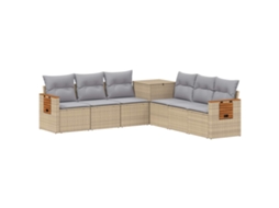 Vidaxl Conjunto De Sofás 7 Pcs Bege E Cinza Claro