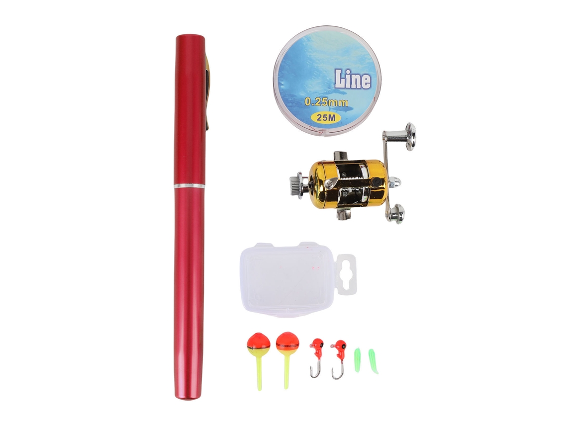 Vara de Pesca Miniatura Portátil com Molinete