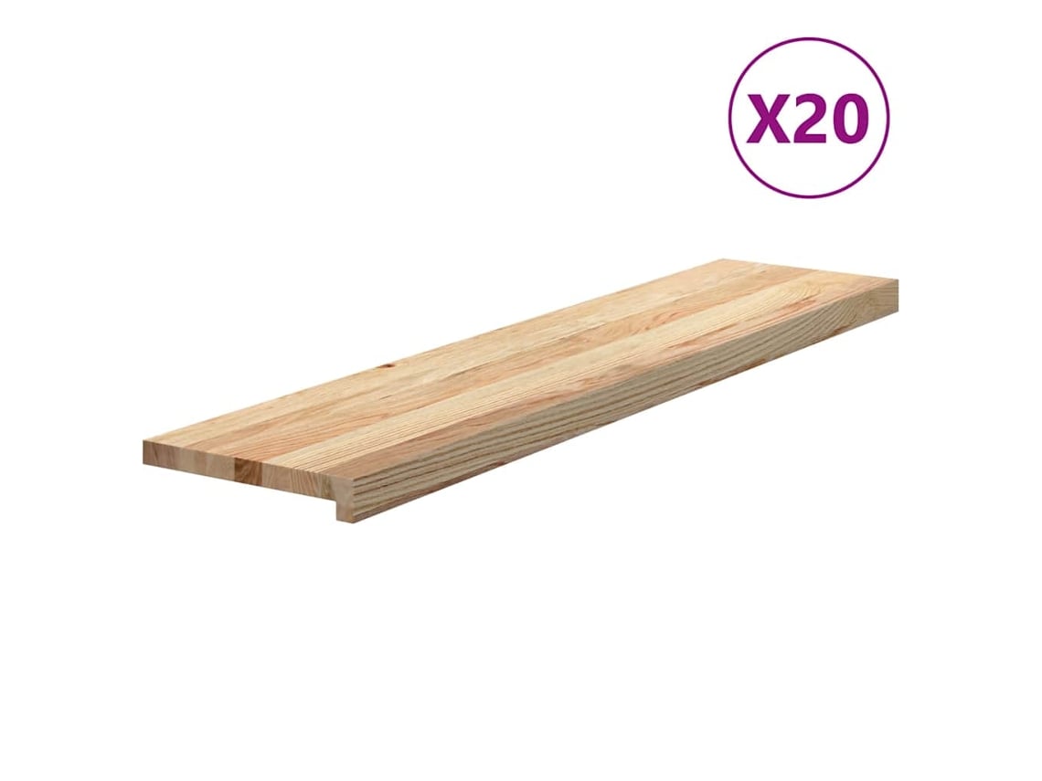 vidaXL Tapetes de escada 20 pcs 110x25x2cm carvalho maciço não tratado