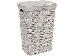 Coletor De Roupa Rotho Country 55l Plástico Sem Bpa Tampa De Vime