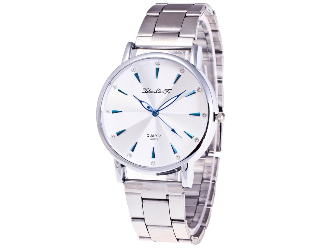 Relógio de pulso analógico com pulseira de aço, mostrador redondo, quartzo, para homens, moderno.