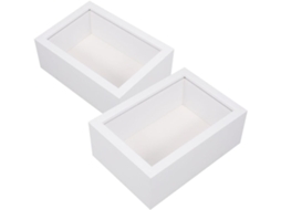 Conjunto 2 Molduras Madeira Branca Flores Prensadas Caixa Apresentação Profunda Estilo Minimalista Versátil GOKOCO