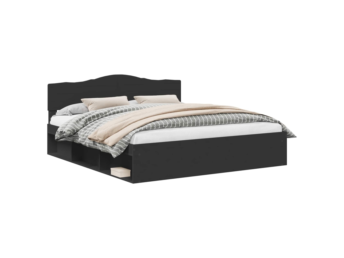 Estrutura da Cama Preto 180x200 cm Madeira de Pinheiro Sólida MAISON EXCLUSIVE