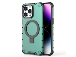 Suporte Casa Para Iphone 15 Pro Max Pele Sintética Magnética Verde