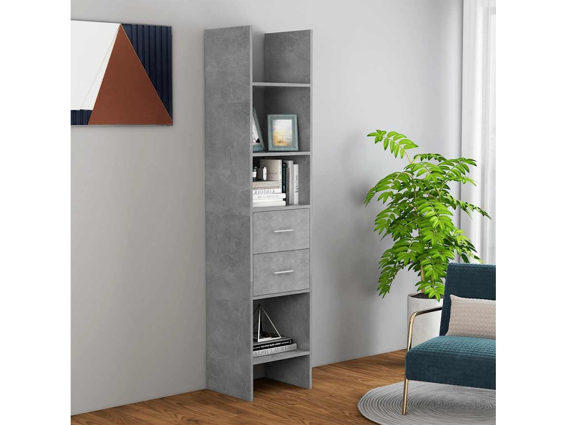 Vidaxl Estante 40x35x180 Cm Contraplacado Cinzento Cimento