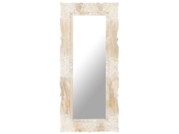Vidaxl Espelho 110x50 Cm Madeira De Mangueira Maciça Branco