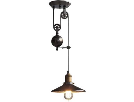 Lustre vintage industrial, com estilo retro, para bar e sala (Preto)
