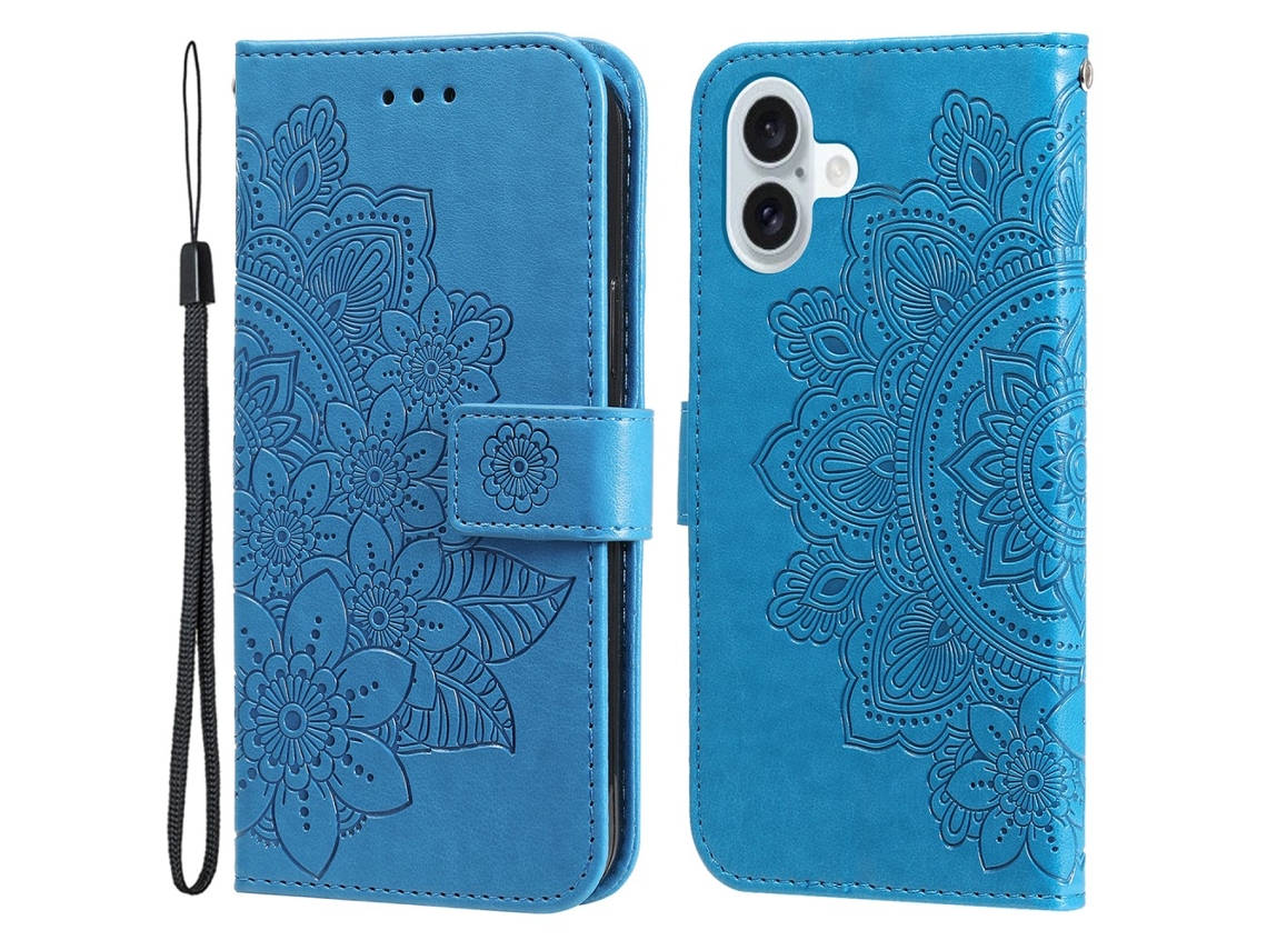 Capa Em Couro Pu, Anti-riscos Com Suporte Para Apple Iphone 16 Plus - Azul