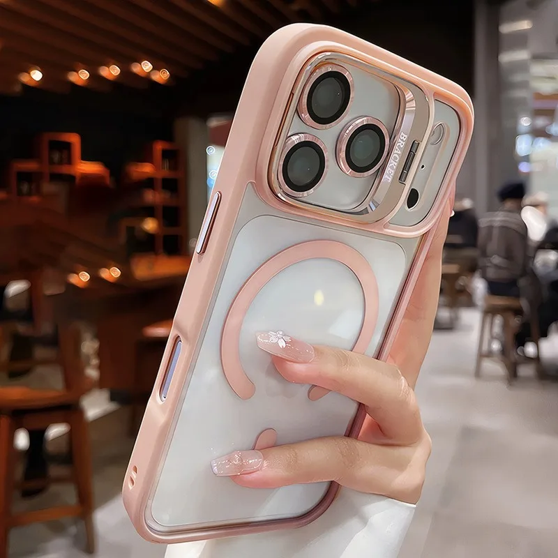Capa Magnética Transparente Para Iphone (rosa, Iphone 15 Pro)