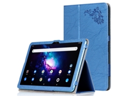 Capa De Couro Com Flor Em Relevo Halinuia Com Suporte, Cor Azul Para Tcl Tab Pro 5g