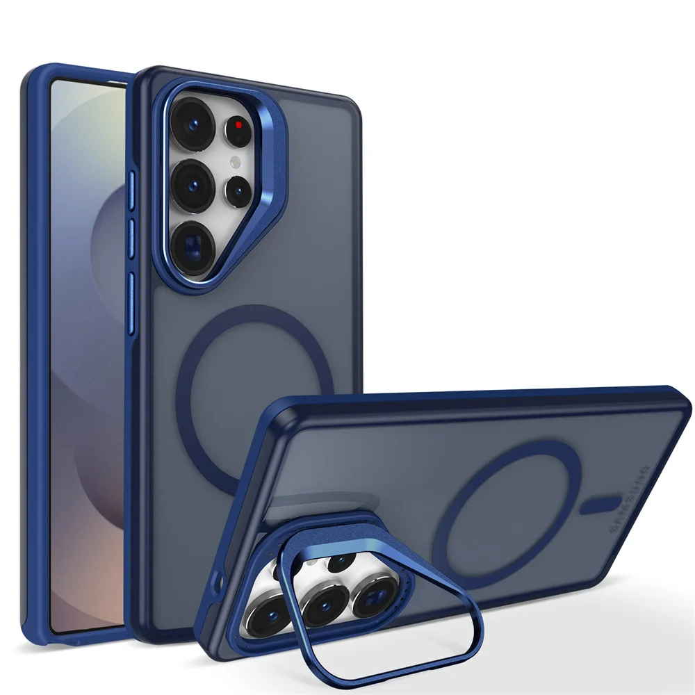 (galaxy S24 Fe, Azul) Capa Protetora Magsafe Para Samsung Com Suporte De Lente Em Metal E Função Magnética.