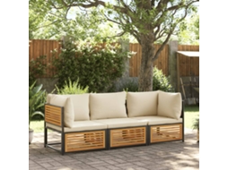 3 Pcs Conjunto De Sofás De Jardim Com Almofadões Acácia Maciça Dkd Home Decor