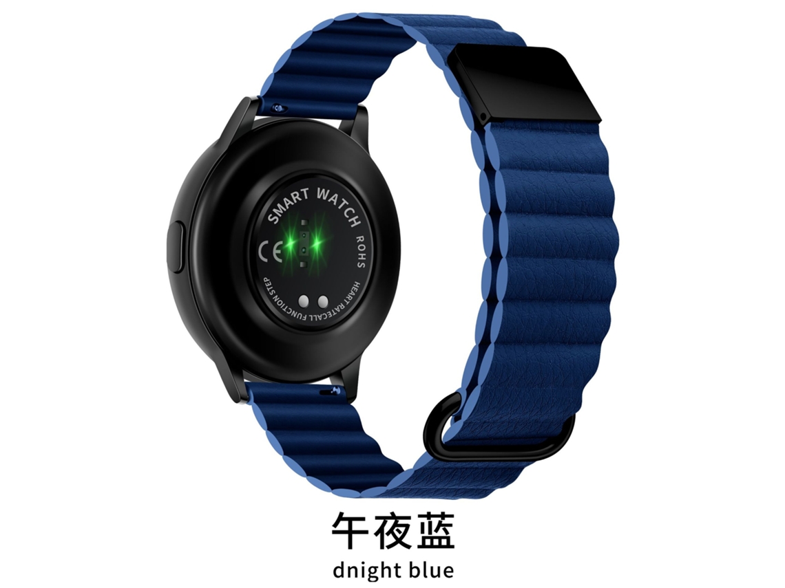 Pulseira De Couro Com Fecho Magnético Para Samsung Galaxy Watch 6, Huawei Gt Series, 4pro, Gt6 Azul Meia Noite, 20mm
