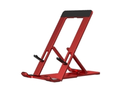 Suporte de Mesa Dobrável para Celular, Liga Alumínio, 5 Ângulos Ajustáveis, Base Silicone Antiderrapante, Portátil Todos os Celulares AQUAFORGE