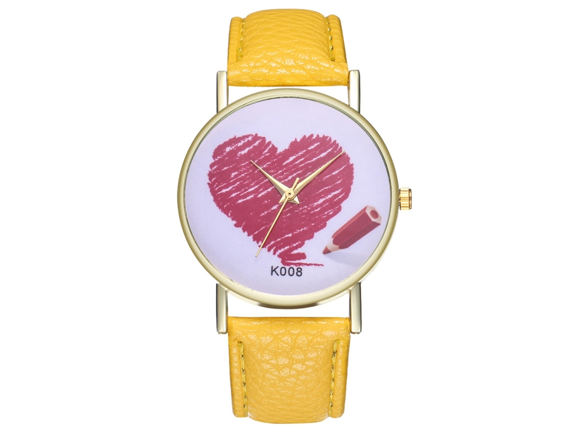 Reloj De Cuarzo De Cuero Pu Para Pareja Con Diseño Love Simple Zhoulianfa (amarillo)