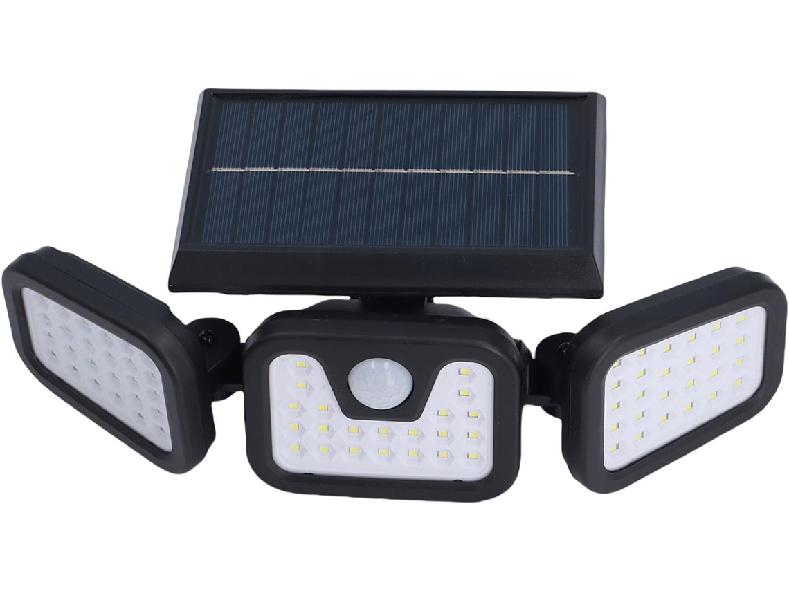 Luminária Solar Externa Com Sensor De Movimento, 3 Lâmpadas E 74 Leds.