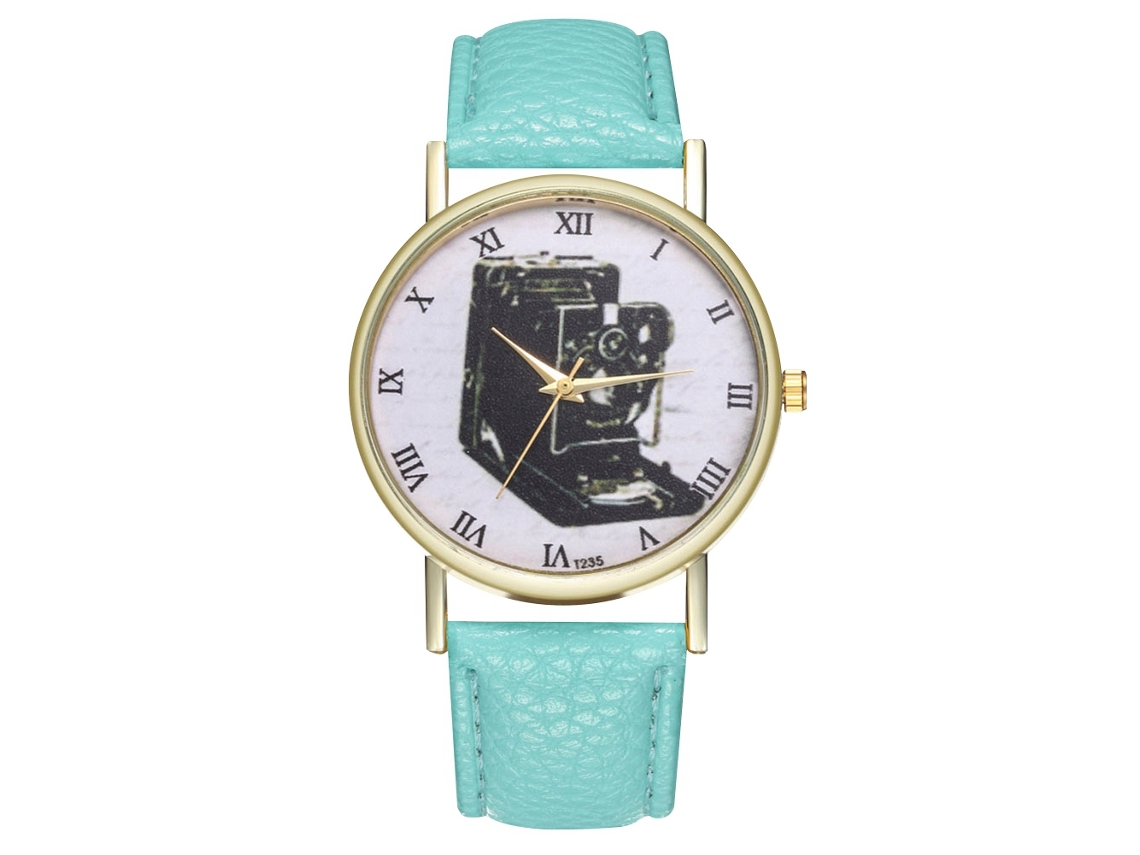 Relógio Analógico de Pulso com Pulseira Pu Quartzo, Estilo Clássico, Mostrador Grande (menta)