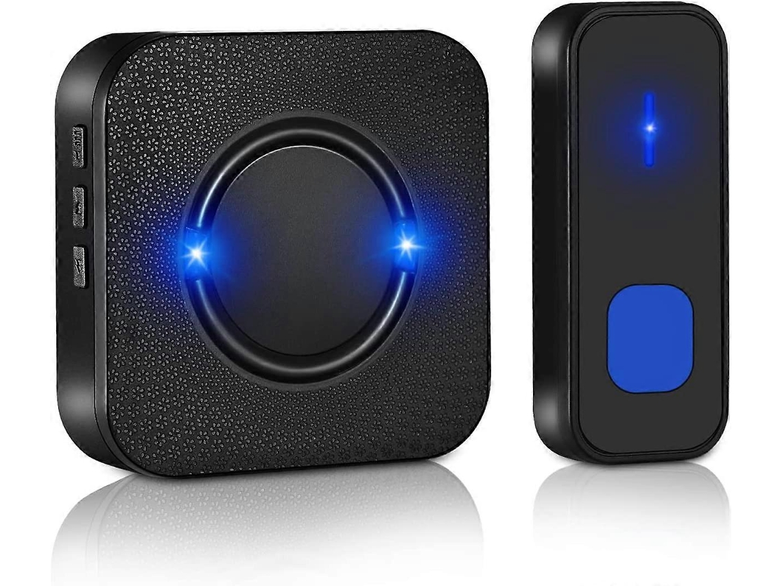 Timbre Sem Fio, Impermeável IP55, Alcance 300m, 55 Melodias, 5 Níveis de Volume, Led, Receptor Plugue Preto | S/MARCA
