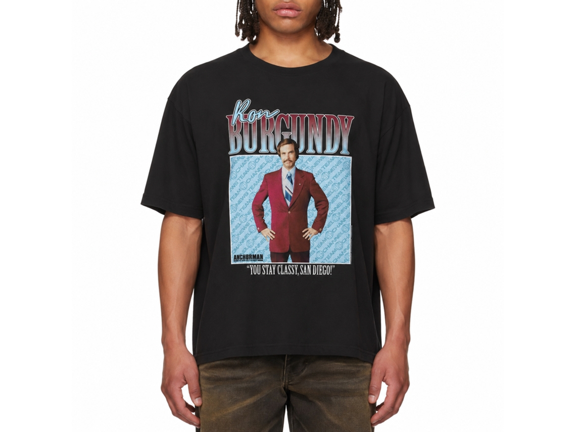 Rockinstone Anchorman Movie Ron Burgundy Black Adult T-shirt Size:xl