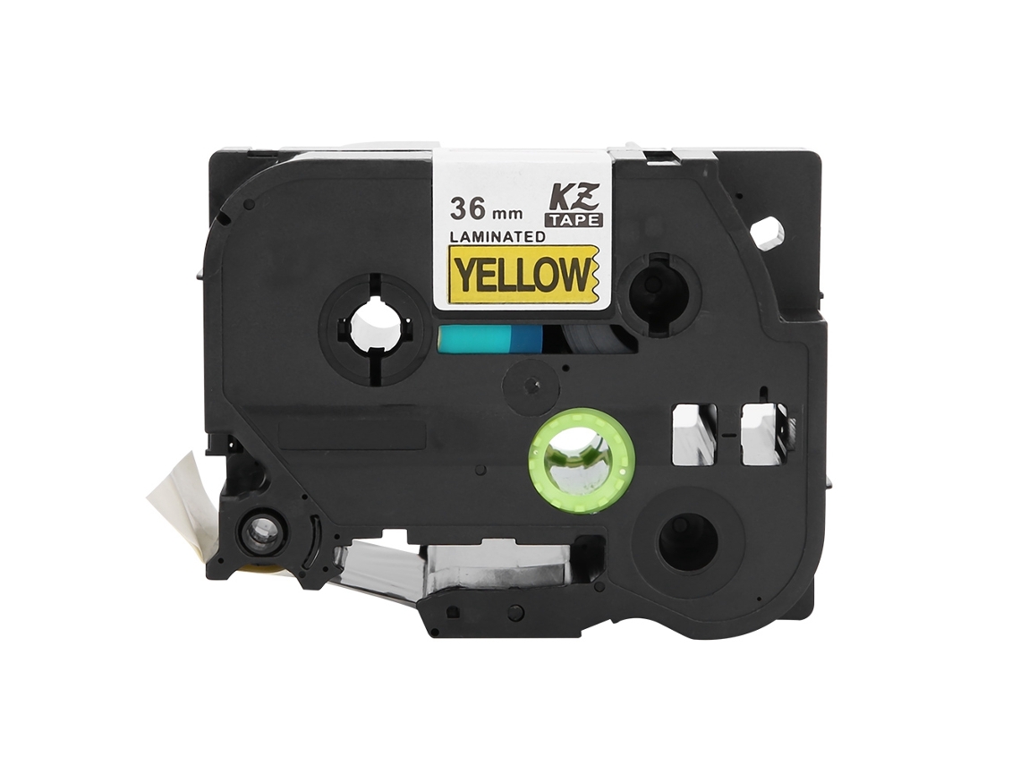 Cinta de Etiquetado Laminada 36mm para Brother Pt 9700pc Pt 9800pcn Pt 3600 Preto Sobre Amarelo