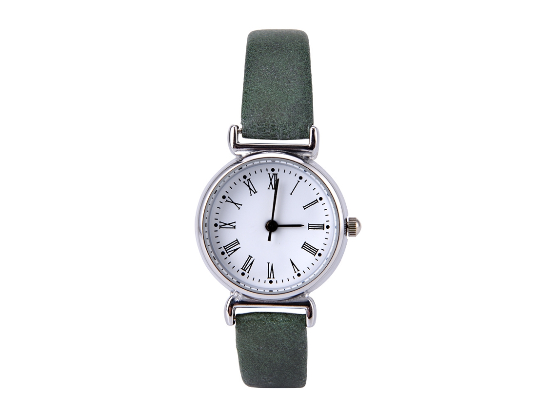 Relógio Feminino de Moda Pequeno Mini com Pulseira de Couro Sintético Estilo Retro Verde