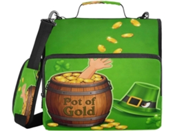 Pote Dourado Do Dia De São Patrício Com 3 Anéis, 8cm, Fecho E Alça De Ombro Fácil Transportar Organizador Escolar