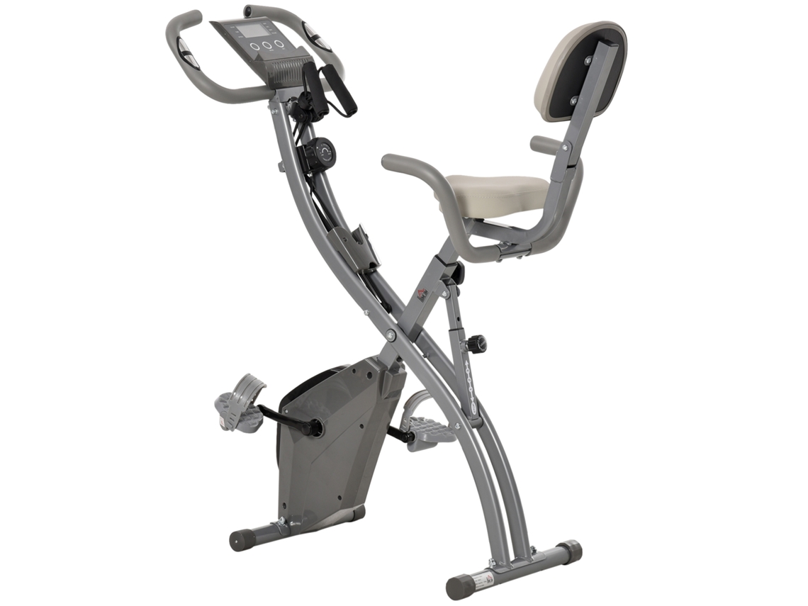 Bicicleta Estática Dobrável com Altura e Resistência Ajustáveis com Tela Lcd e Assento com Encosto 51x97x115cm Cinza VERIDIA CUOM