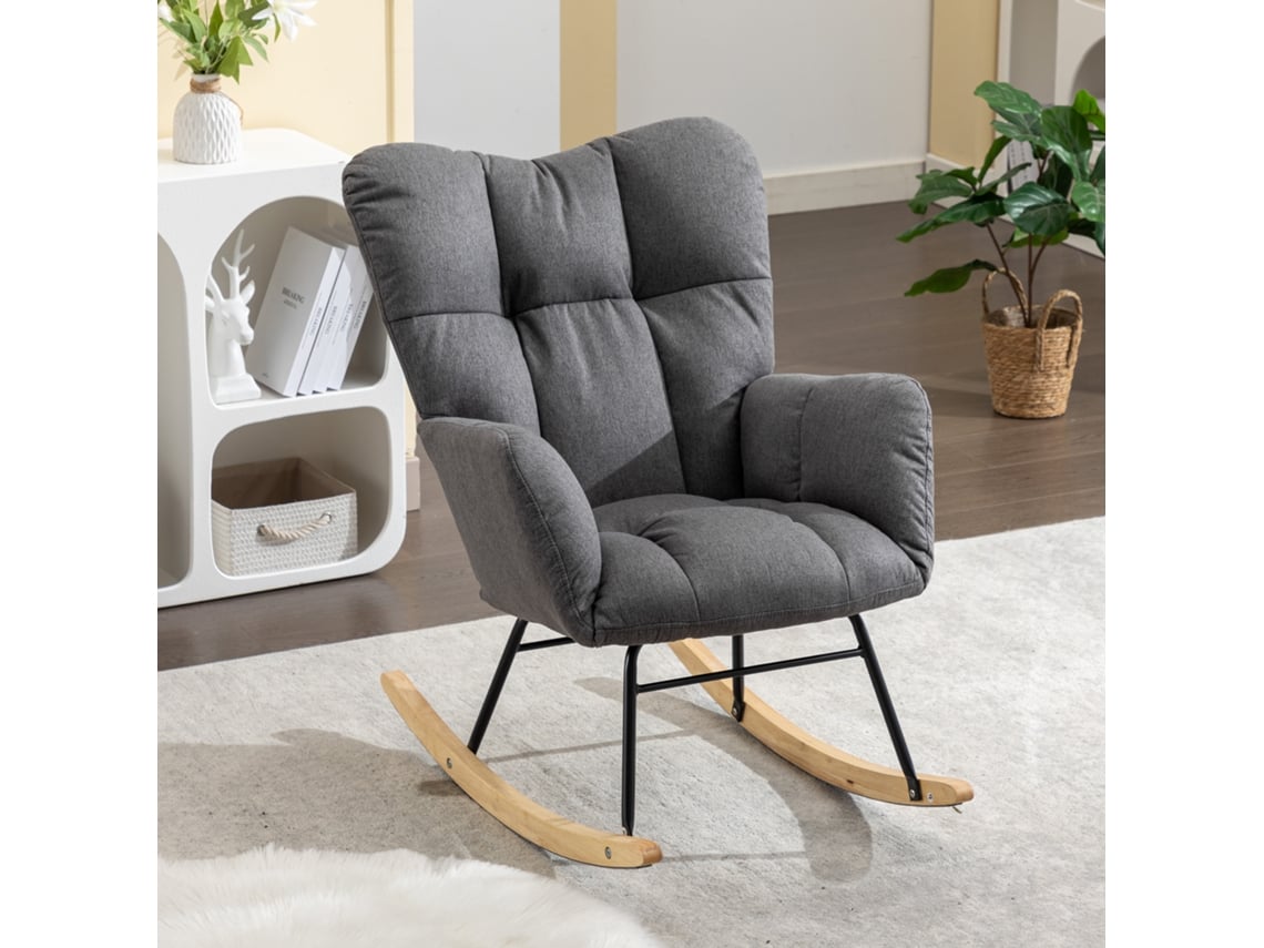 Cadeira de linho com matelassê, assento sem encosto, ideal para sala de estar e quarto, cinza.