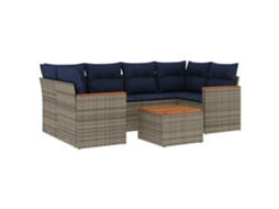 Conjunto de Sofá de Jardim, 7 Peças, Almofadas, Rattan Cinza MAISON EXCLUSIVE