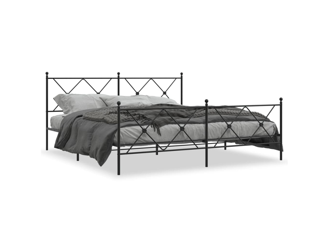 Bed Frame, Bed Frames Vidaxl Preto Aço (183 X 213 Cm)