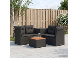 Vidaxl Conjunto De Sofás 6 Unid. Preto Rattan Poliéster E Aço