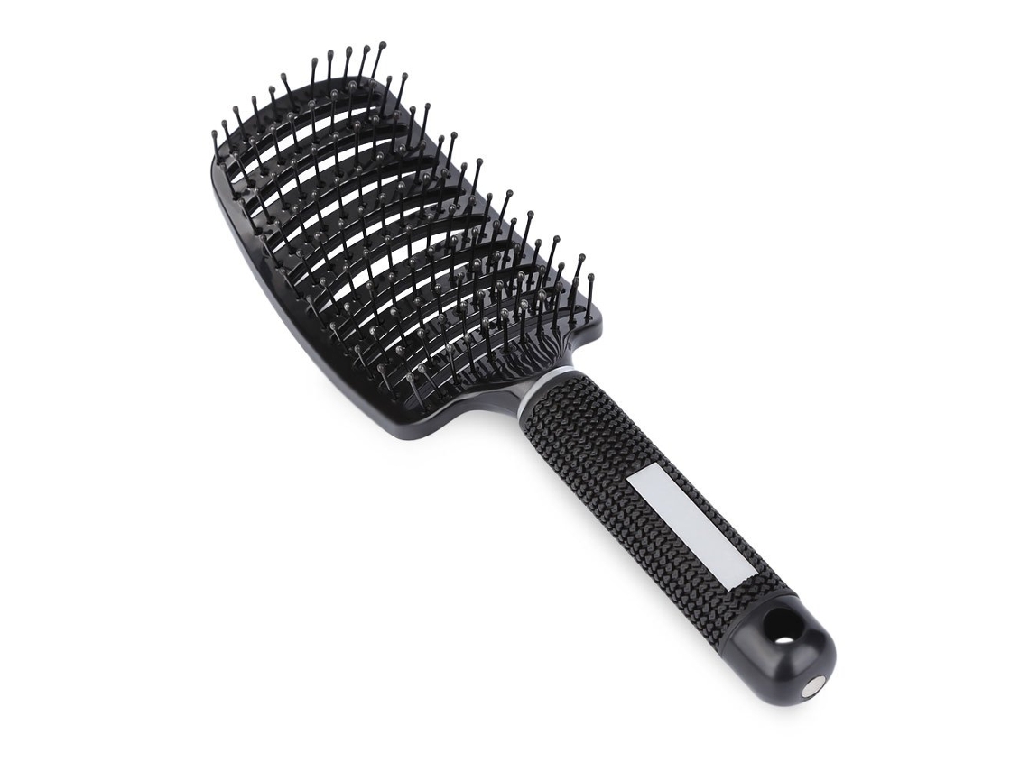 Cepillos Desatascadores de Cabelo com Massagem de Paleta Ondulada Longa e Grossa para Mulheres (preto)