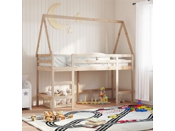 Cama Alta C/ Escada E Telhado 80x200 Cm Pinho Maciço