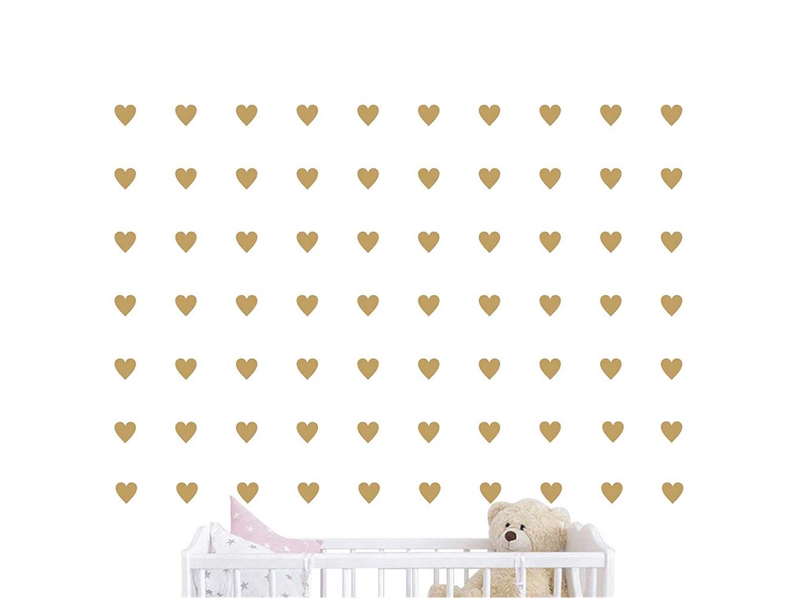 Autocolante De Parede Coração 1,5 Polegadas 130 Peças Para Decoração Do Quarto De Bebê Criança Dourado Removível