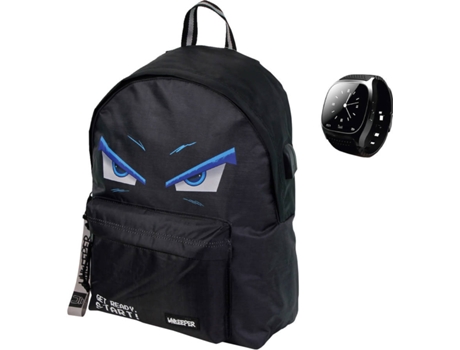 Mochila com Smartwatch UNKEEPER Get Ready. Start! (Preto - Poliéster - 22x29x14 cm)