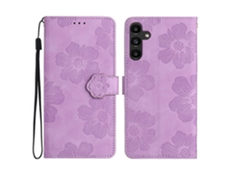 Compre Capa De Couro Com Estampa Floral E Alça De Pulso Para Samsung Galaxy A16 5g / A16 4g, Roxa