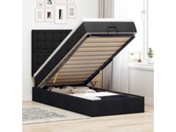 Estrutura De Cama Otomana Com Colchão Preto 80x200cm Tecido