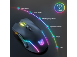 Rato Gamer Sem Fio Onikuma Cw905 2.4g Rgb Retroiluminado 7 Botões Programáveis 5 Velocidades Ajustáveis Para Pc Laptop