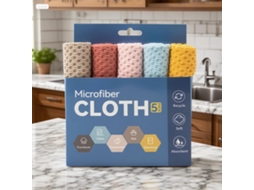 Toalha De Limpeza Em Microfibra, 5 Panos, 30 X 30 Cm, Ultra Absorvente, Reutilizável, Para Carro