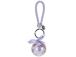 Chaveiro de Flor Preservada Roxo Claro Redondo Decorativo